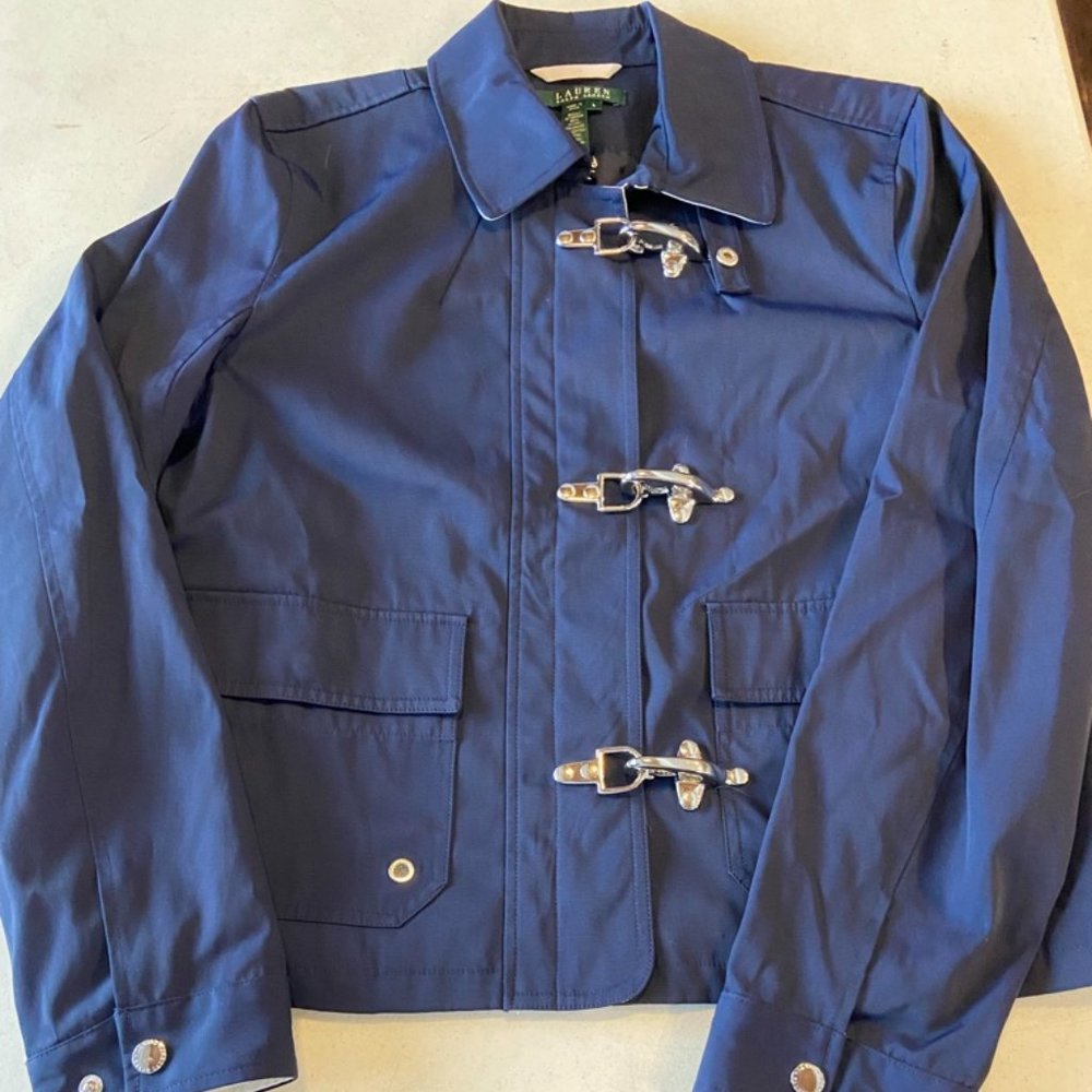 Ralph Lauren Jeans Jacket Womens Large Blue Fireman Clasp Hook